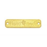 Metalen bedel / tussenstuk "Hand made" Goud